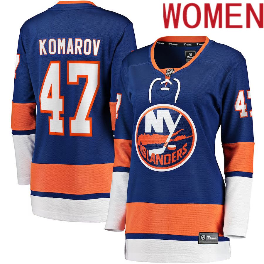 Women New York Islanders 47 Leo Komarov Fanatics Branded Royal Home Breakaway Player NHL Jersey